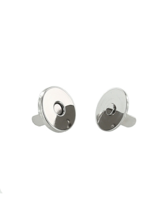 Round Magnetic Snap, Prong Back, Nickel Plate