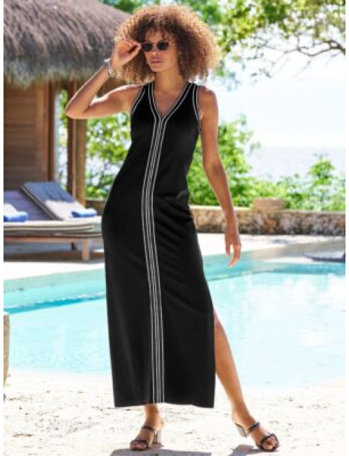 Colorblocked V Neck Maxi Dress Black/White