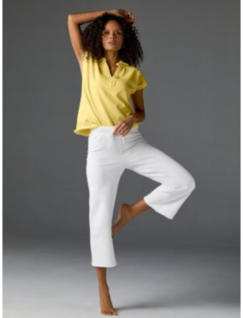Cotton Comfort Wide Leg Lounge Pant White