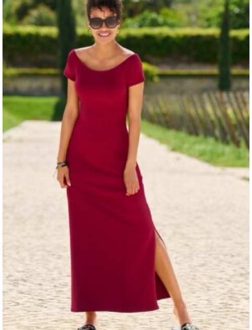 Off The Shoulder Short Sleeve Maxi Dress Rio Red
