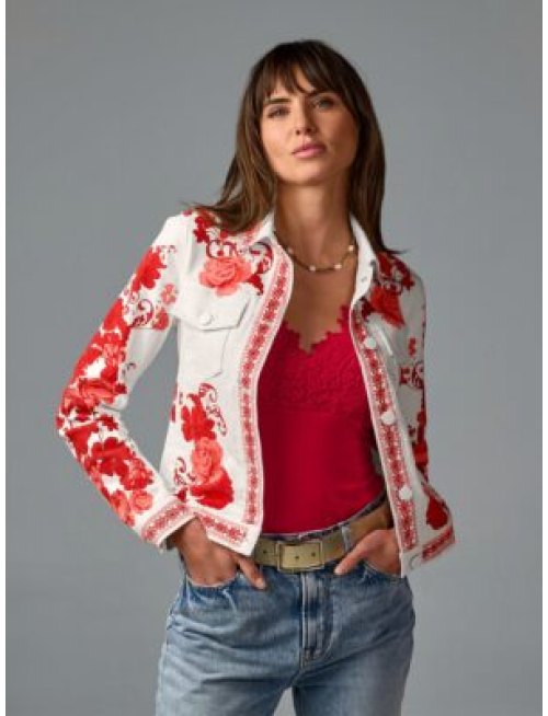 Floral Print Denim Jacket City Chic