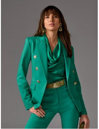 Modern Double-Breasted Blazer Parakeet
