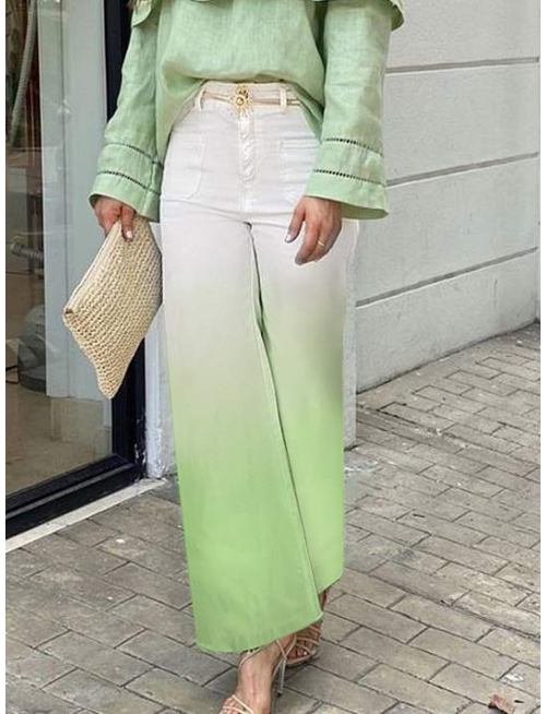 Beyond Travel Camel Stripe High Rise Palazzo Pant Camel