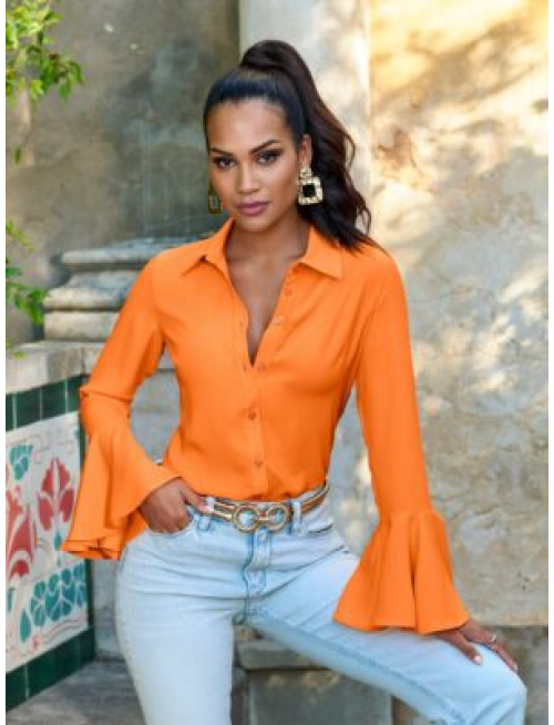 Alexa Flare Sleeve Shirt Nectarine